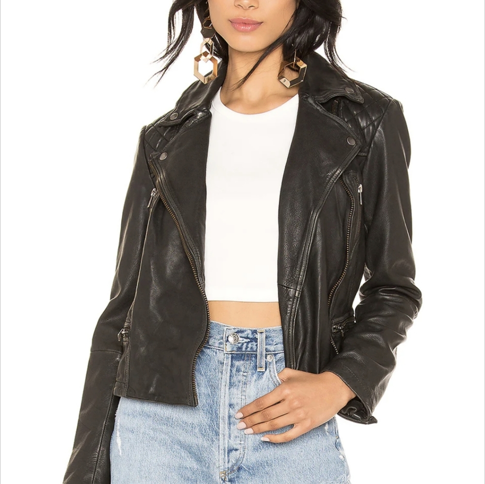 EUC All Saints Cargo Leather Motorcycle Biker Jacket Size 4
